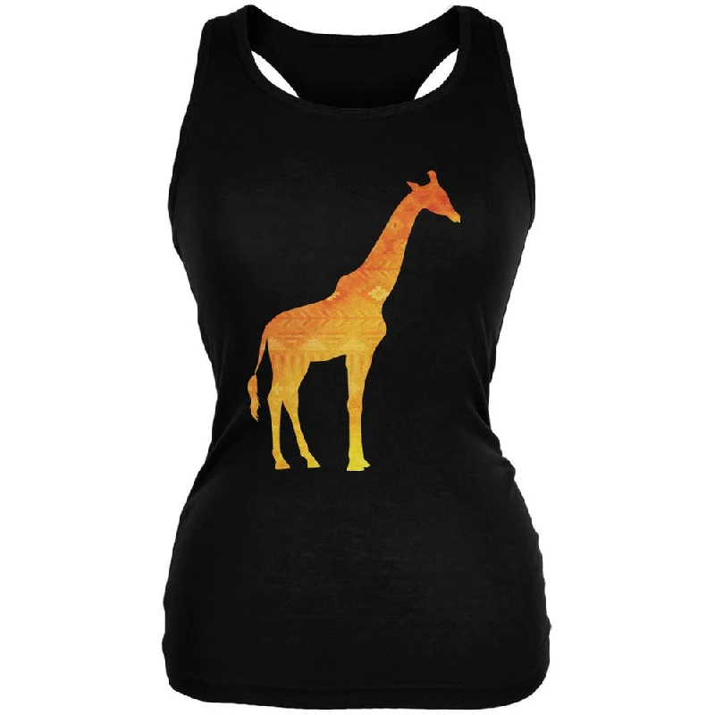 Relaxed Fit T-ShirtsAfrican Spirit Animal Giraffe Black Juniors Soft Tank Top