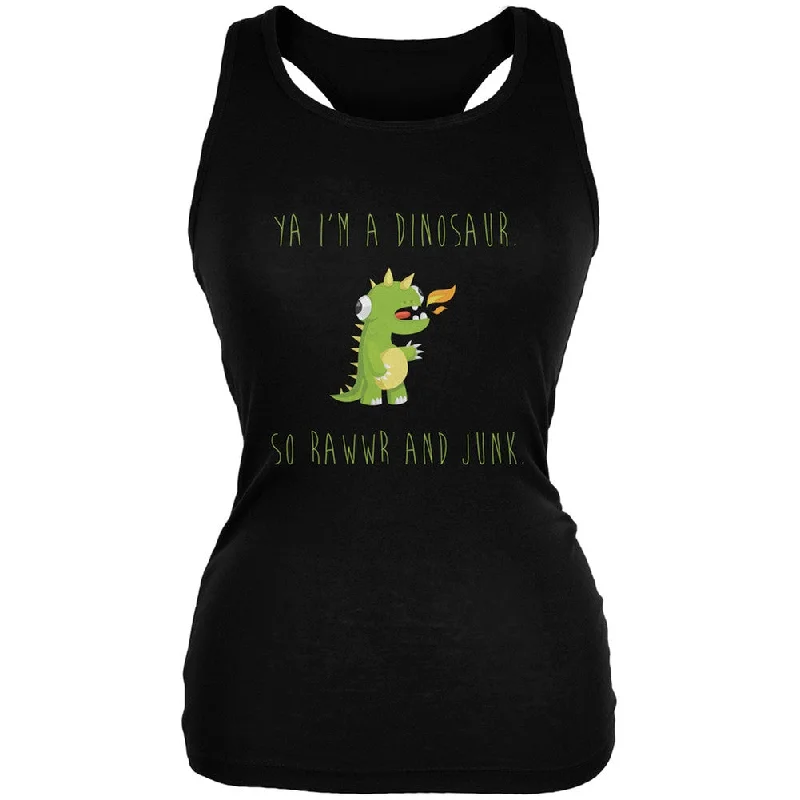 Longline T-ShirtsYa I'm a Dinosaur - Goofy Black Juniors Soft Tank Top