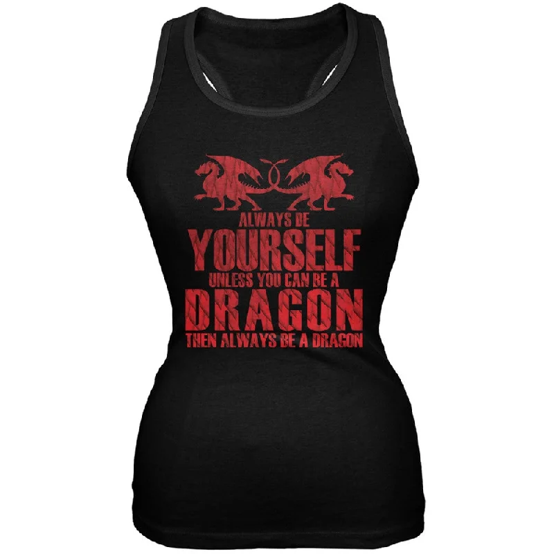 Mesh T-ShirtsAlways Be Yourself Dragon Black Juniors Soft Tank Top