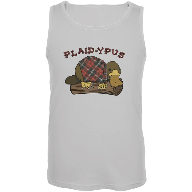 Waterproof T-ShirtsFunny Platypus Plaid-ypus White Adult Tank Top