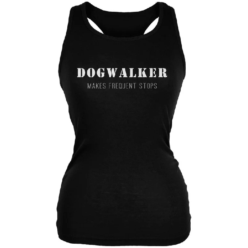 Oversized T-ShirtsDog Dogwalker Makes Frequent Stops Black Juniors Soft Tank Top