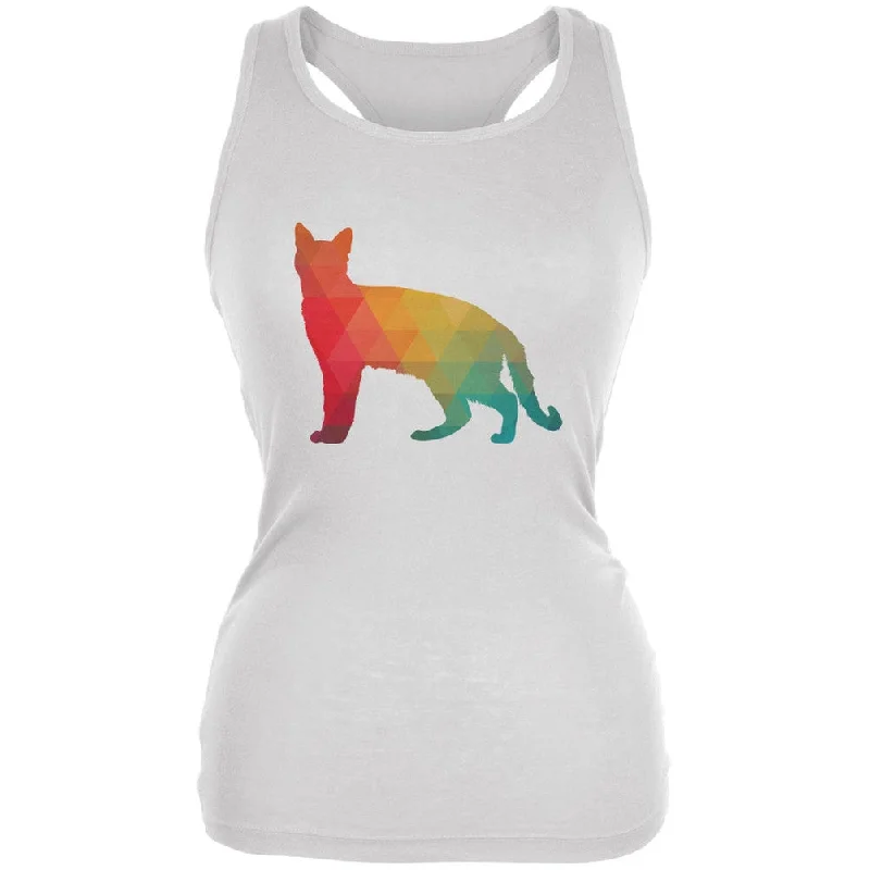 Hiking T-ShirtsCat Geometric White Juniors Soft Tank Top