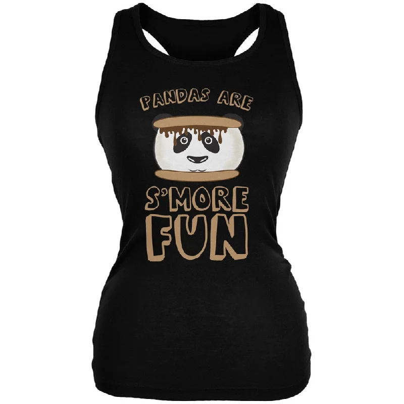 Travel T-ShirtsPandas Are S'More Fun Black Juniors Soft Tank Top