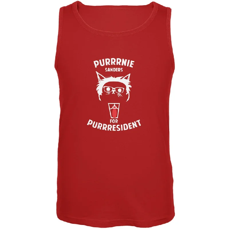 Casual T-ShirtsBernie Sanders for Purrresident Red Adult Tank Top