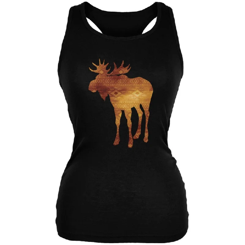 Graphic T-ShirtsNative American Spirit Moose Black Juniors Soft Tank Top