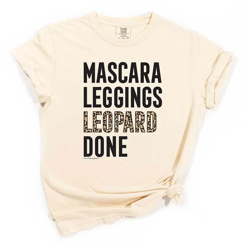 Mascara, Leggings, & Leopard Short Sleeve T-ShirtScoop Neck Short Sleeve Tops