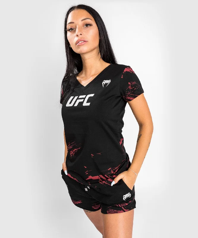 UFC Venum Authentic Fight Week 2.0 Women’s Short Sleeve T-Shirt - Black/RedEmbroidered Short Sleeve Tops