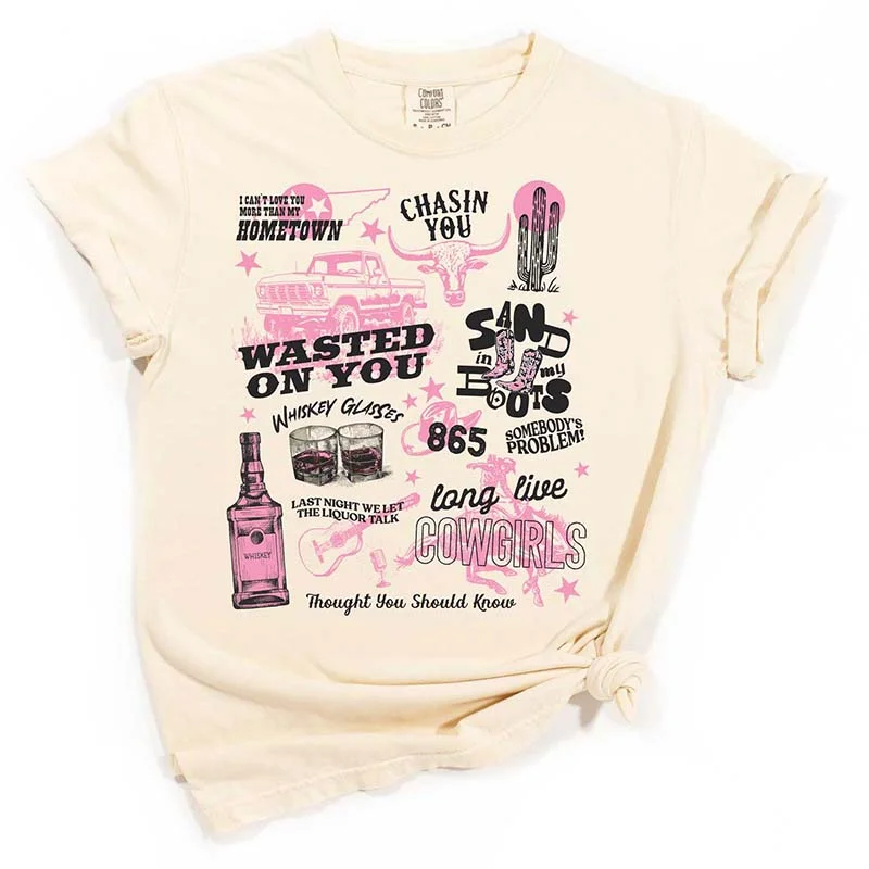 Wasted On You Grid Short Sleeve T-ShirtLogo Short Sleeve Tops