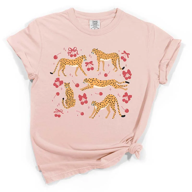 Cherries and Cheetahs Short Sleeve T-ShirtBranded Short Sleeve Tops