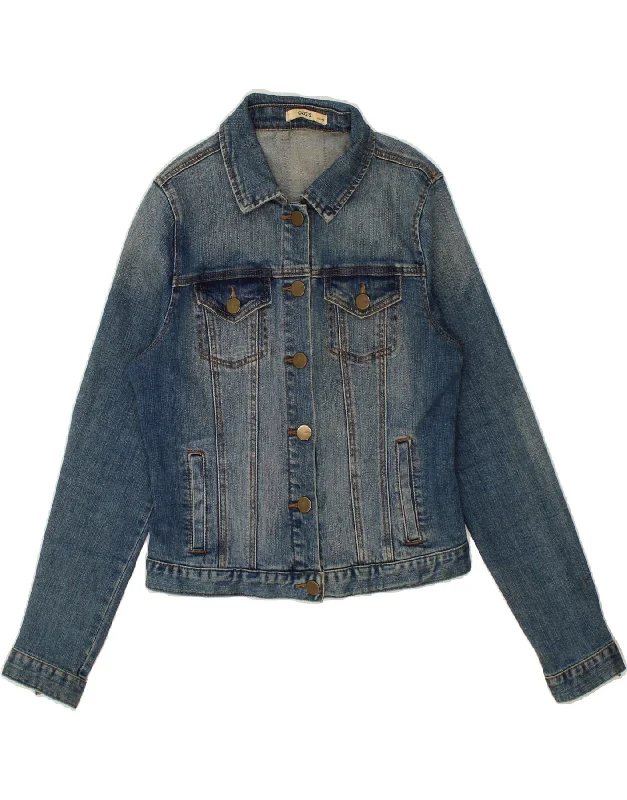 OASIS Womens Crop Denim Jacket UK 14 Medium Blue CottonWestern style