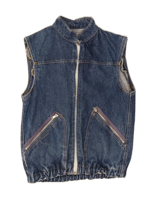 VINTAGE Womens Denim Gilet UK 12 Medium BlueCowboy jewelry