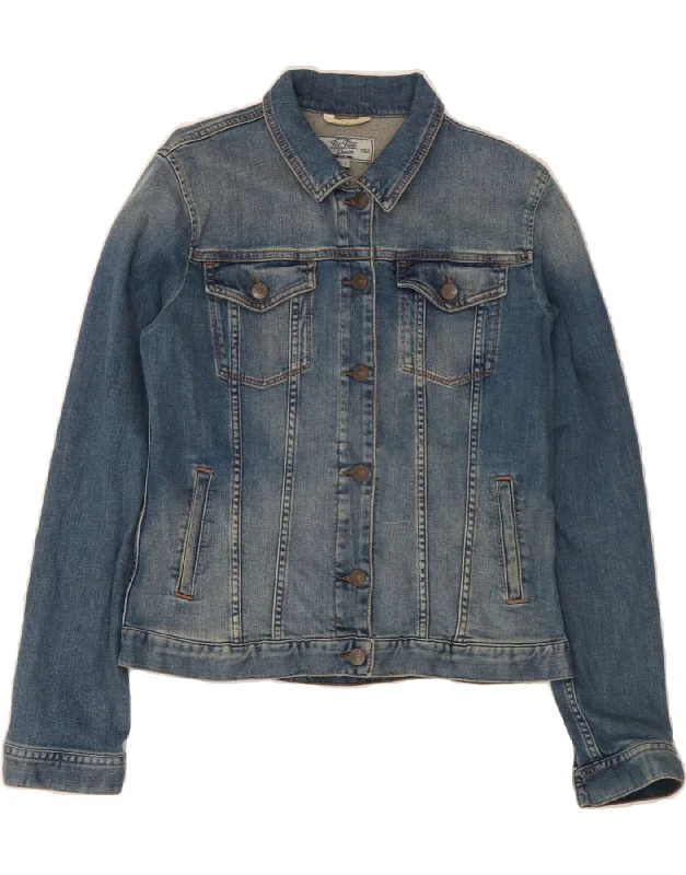 FAT FACE Womens Denim Jacket UK 10 Small  Blue CottonCowboy history