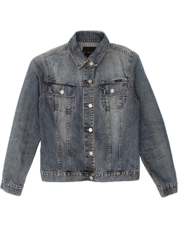 SISLEY Womens Crop Denim Jacket UK 22 3XL BlueDenim