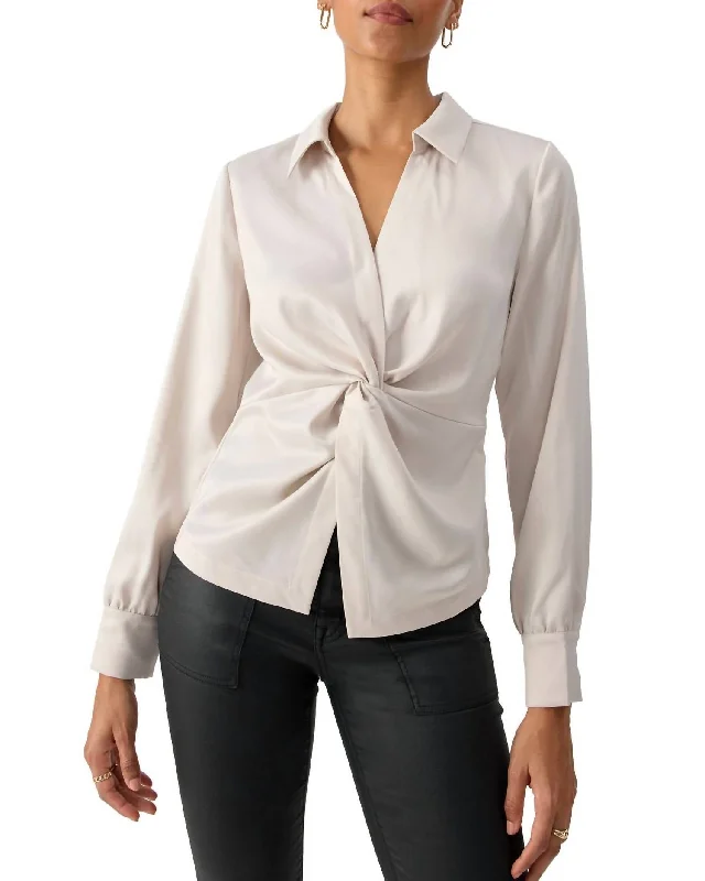 Bamboo ShirtsEasy On Me Satin Blouse In Toasted Marshmallow