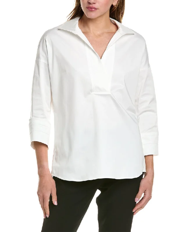 Skateboard ShirtsElie Tahari Drop-Shoulder Split Neck Blouse