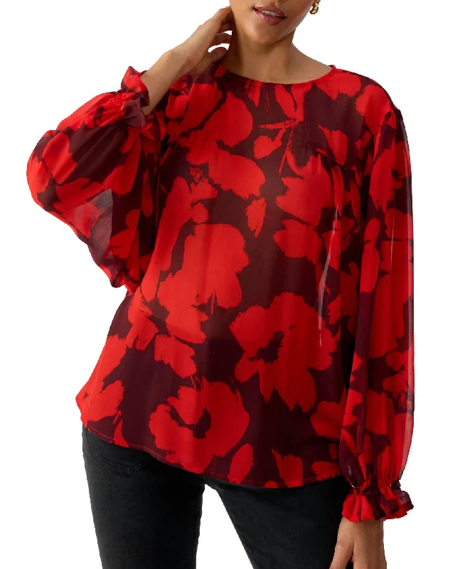 Organic Cotton ShirtsRuffle Moment Blouse In Brushed Floral