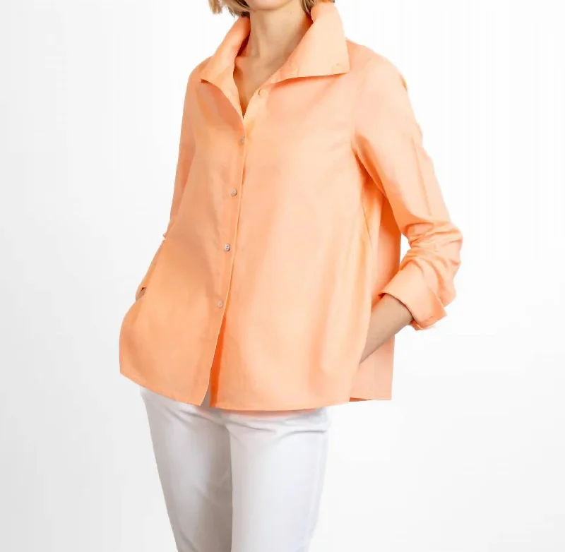 Embellished ShirtsWide Collar Linen Blouse In Cantaloupe