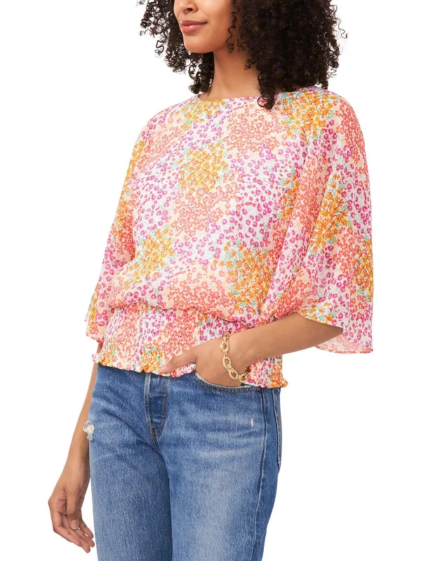 Retro ShirtsWomens Floral Print Chiffon Blouse