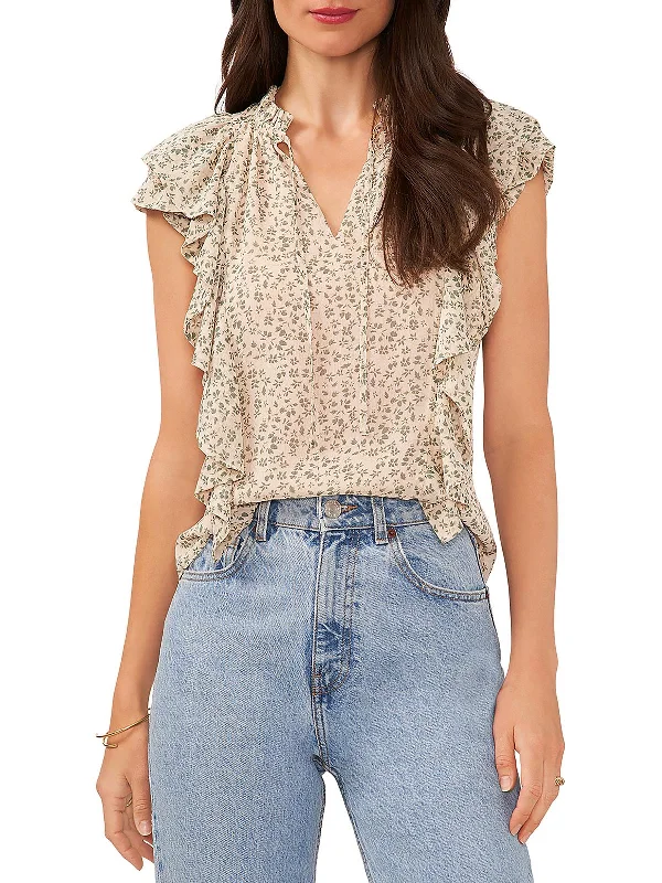 Punk ShirtsWomens Printed Chiffon Blouse