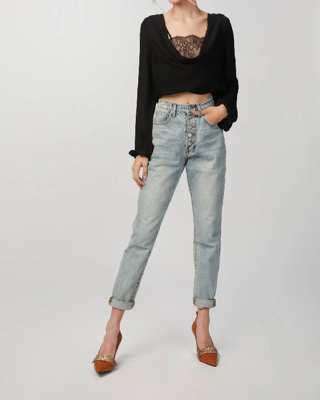 Fringed ShirtsAgnes Lace-Paneled Silk Blouse In Black