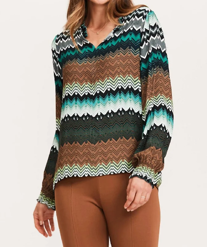 Embellished ShirtsAlicia Crepe Chevron Blouse In Multi