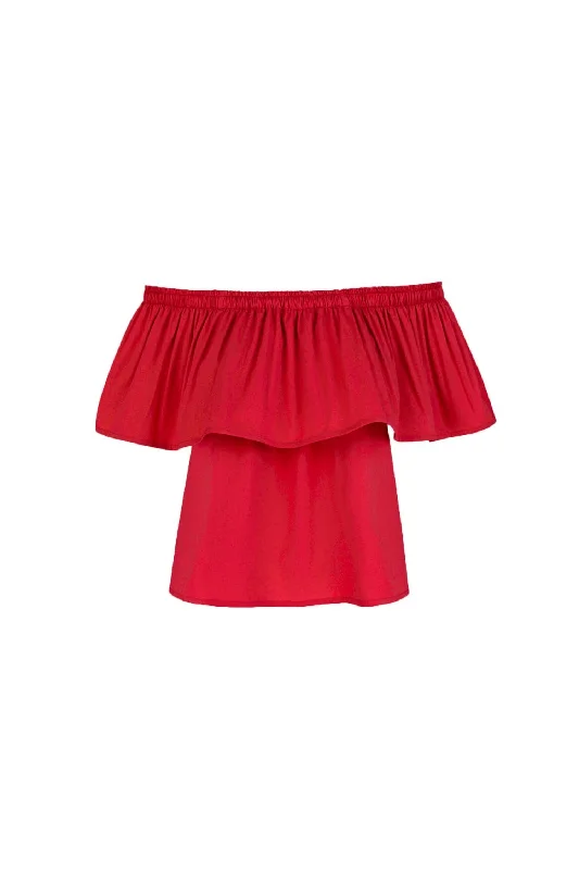 Ruffled ShirtsCarmen Off Shoulder Blouse In Red