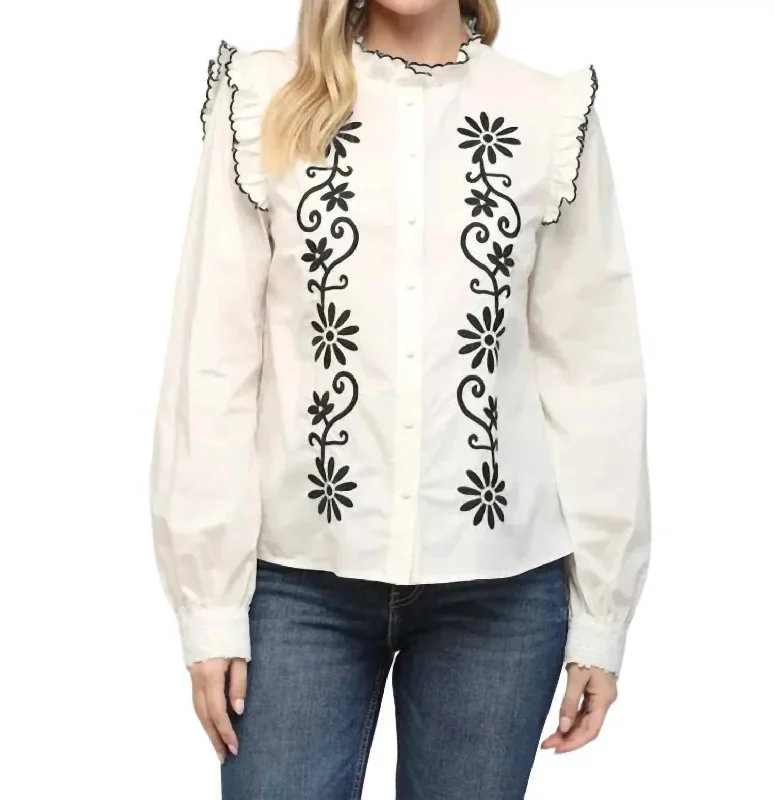 Layered ShirtsChehalis Embroidered Blouse In White