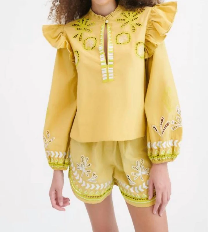 Rainproof ShirtsDilli Embroidered Blouse In Soumy Olive