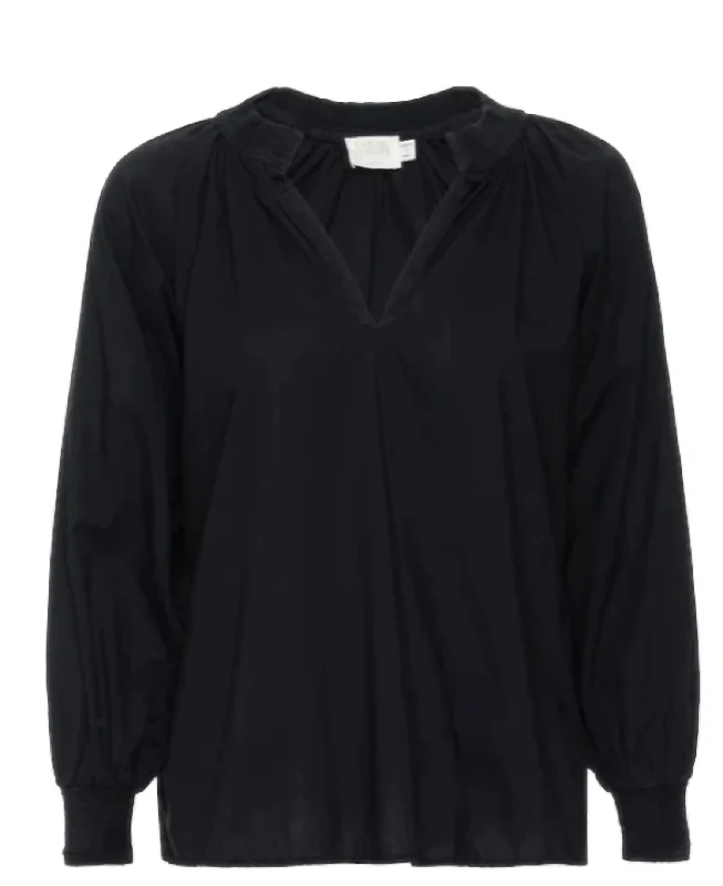 Ruffled ShirtsEstelle Peasant Blouse In Jet Black