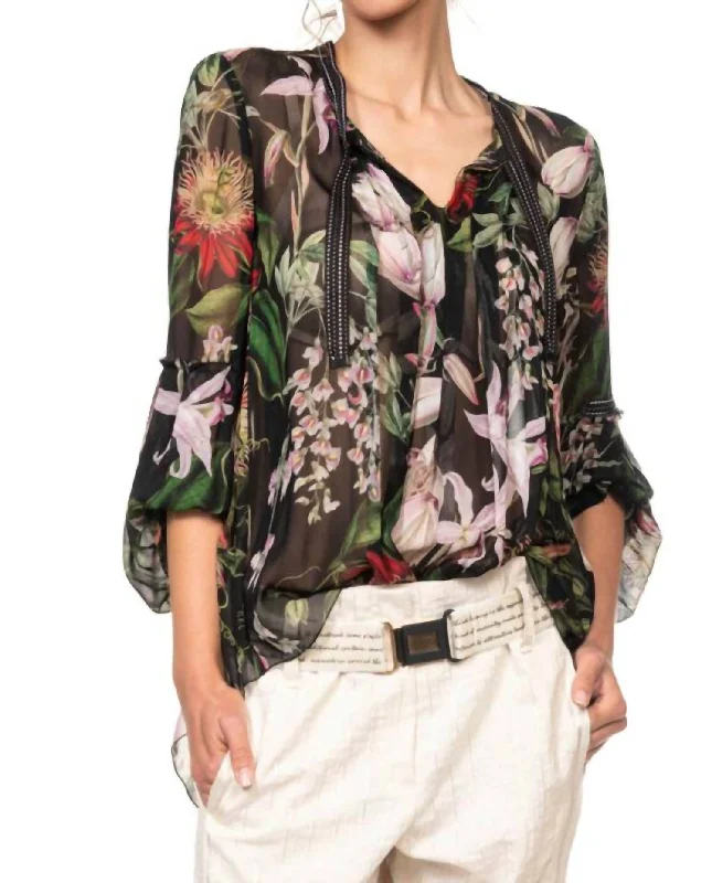 Button-Down ShirtsFloralis Transpa Blouse In Black