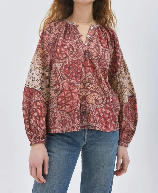 Luxury ShirtsIvy Organic Cotton Blouse In Cairo Red