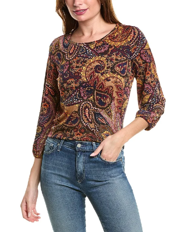 Cropped ShirtsJones New York 3/4-Sleeve Moss Crepe Blouse