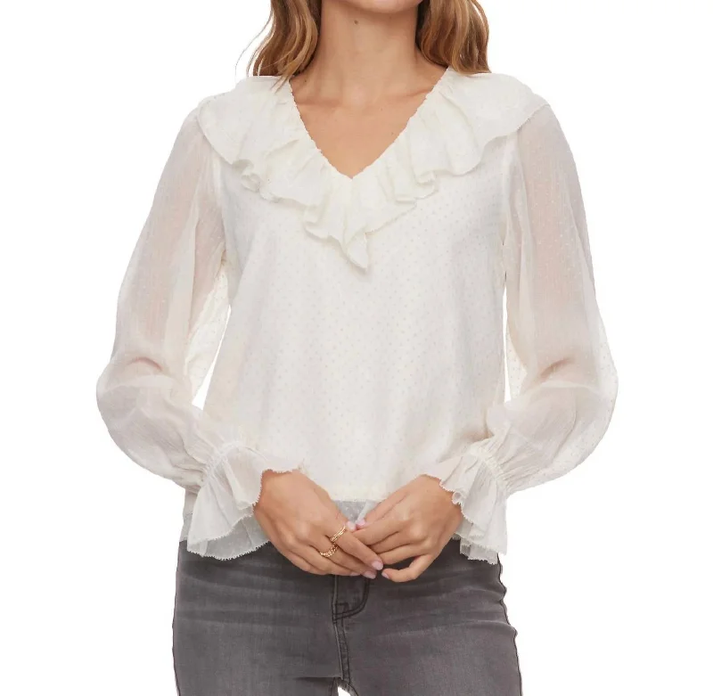 UV-Protection ShirtsKenley Ruffled Cuff Blouse In Ivory