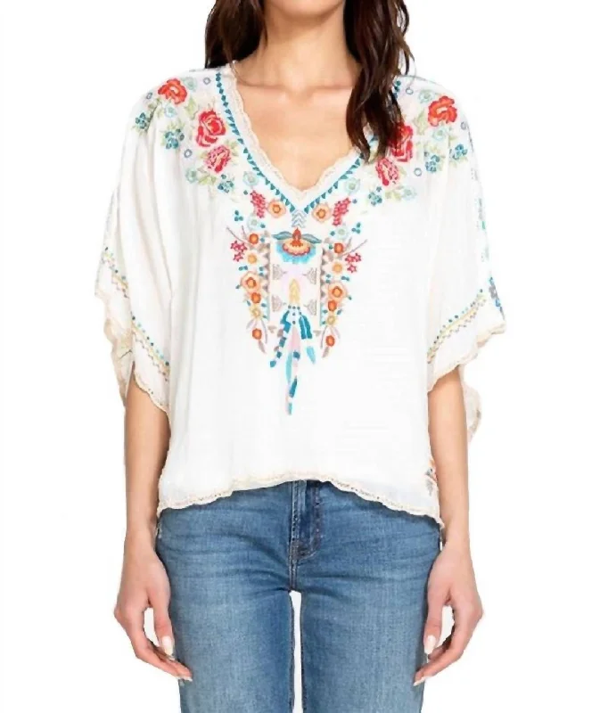 Sheer ShirtsKlarah Print Blouse In White Multi