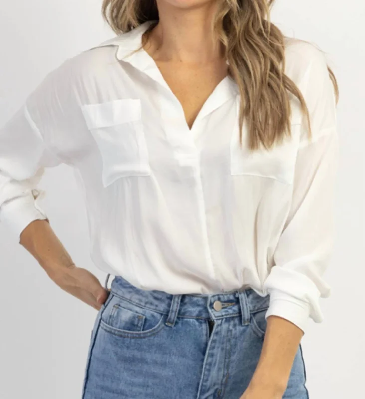 Tunic ShirtsLa Bella Vita Pocket Blouse In White