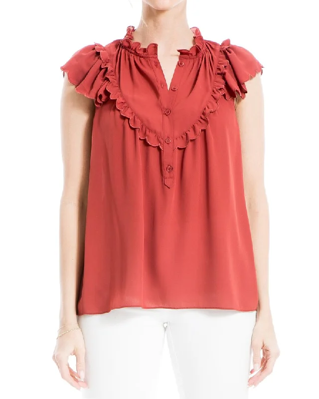 Zippered ShirtsMax Studio Flutter Sleeve Blouse