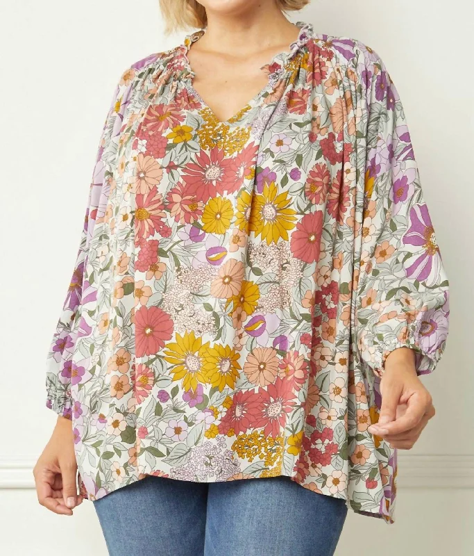 Slim Fit ShirtsNatural Floral Print Blouse In Multi