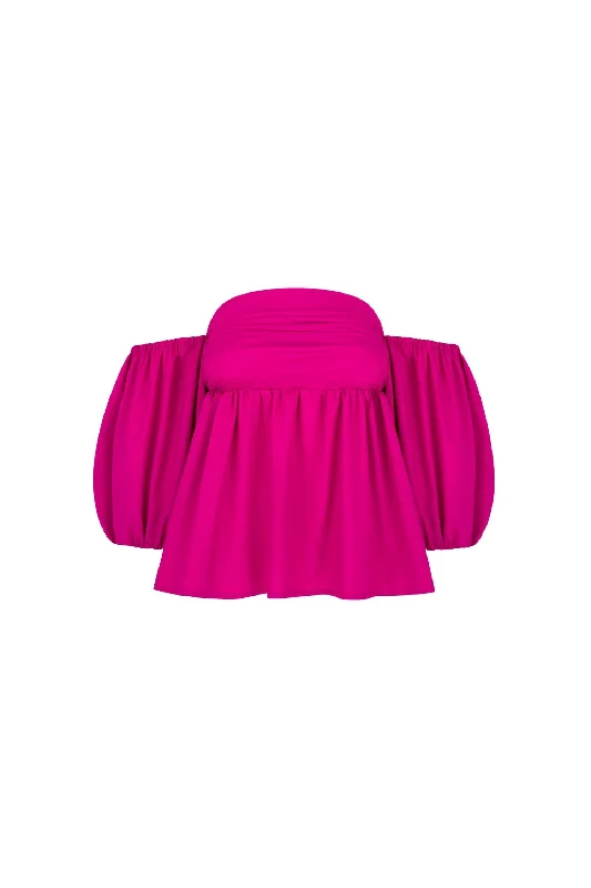 Casual ShirtsNicole Off Shoulder Cotton Blouse In Rosa Pink