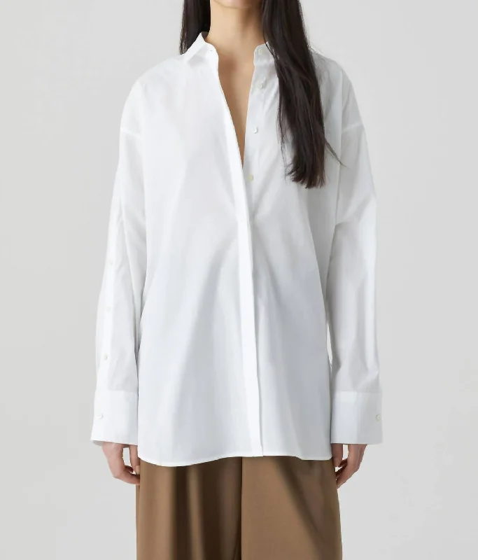 Cashmere ShirtsOrganic Cotton Poplin Blouse In White