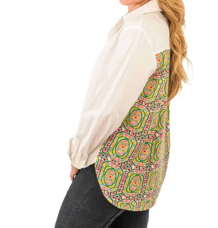 Painted ShirtsPrint Back Blouse In White/green