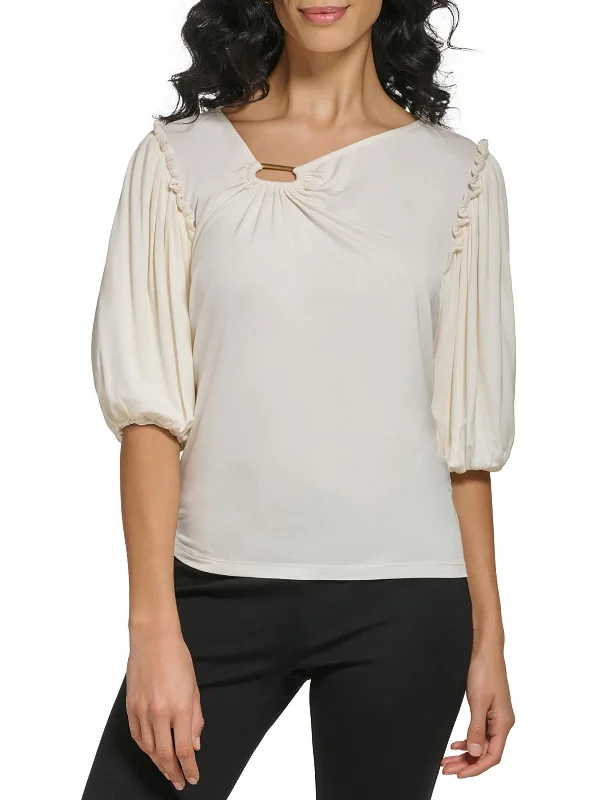 Painted ShirtsWomens Embellished Puff Sleeve Blouse