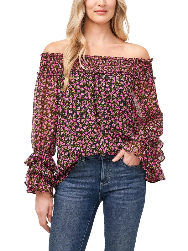 Collaborative ShirtsWomens Floral Print Polyester Blouse