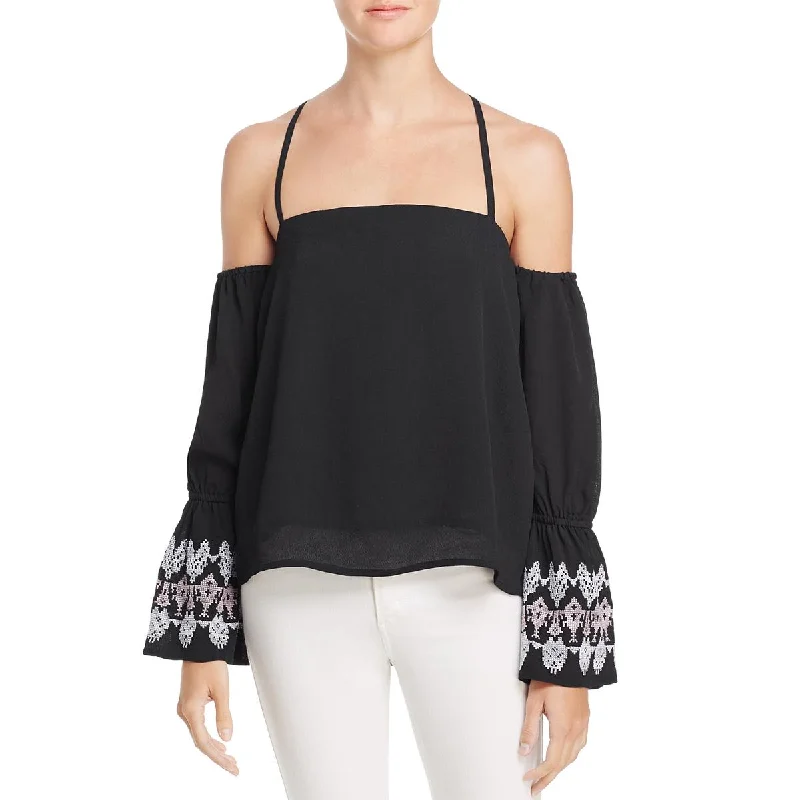 Longline ShirtsWomens Off-The-Shoulder Bell Sleeve Blouse