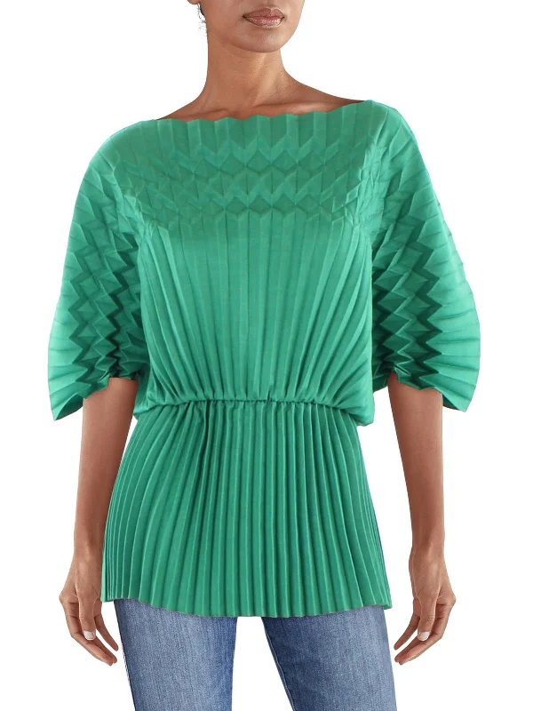 Organic Cotton ShirtsWomens Pleated Abstract Shape Blouse