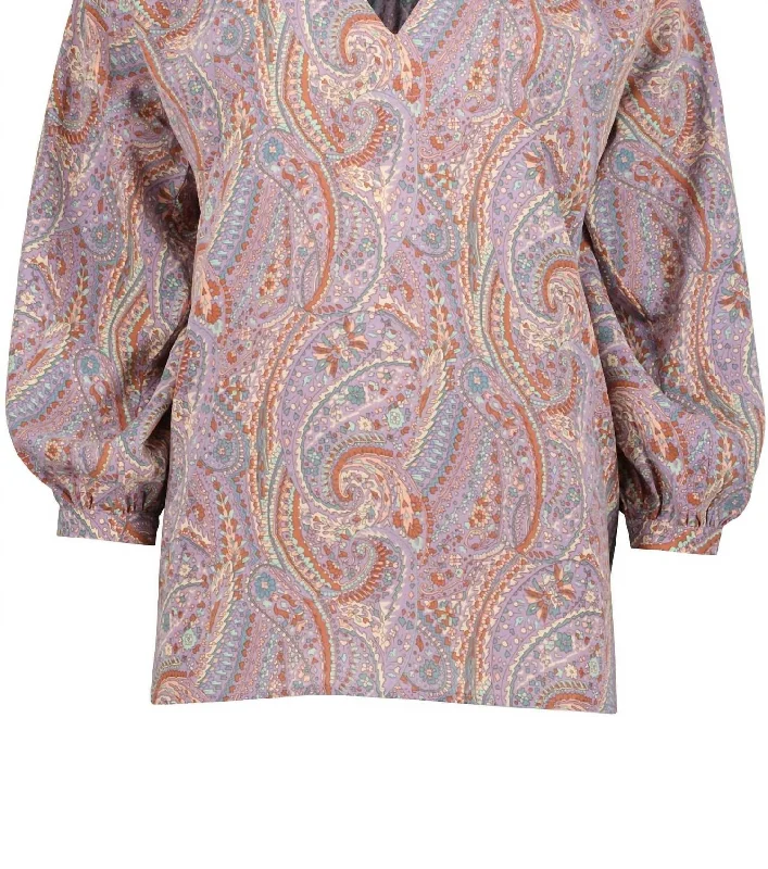 Longline ShirtsZoe Smocked Blouse In Dusk Paisley