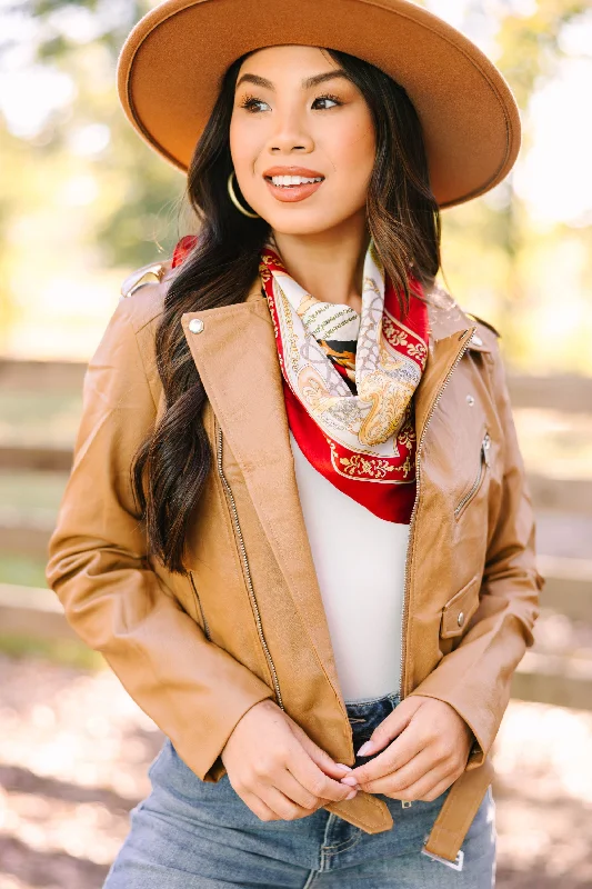 Fringed JacketsFrom The Beginning Camel Brown Faux Leather Jacket