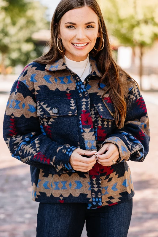 Lace-Up JacketsOutdoor Adventures Navy Blue Aztec Jacket