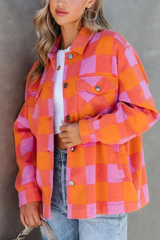 Limited Edition JacketsOrange + Pink Plaid | Button Up Jacket | Rubies + Lace