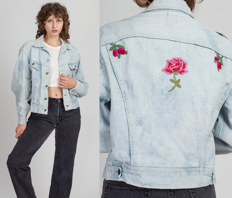 Band Merch Jackets1960s Lee Riders Rose Embroidered Jean Jacket - Men's Medium, Women's Large