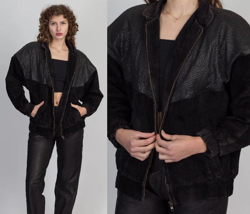 Branded Jackets80s Snakeskin Embossed Suede Moto Jacket - Medium